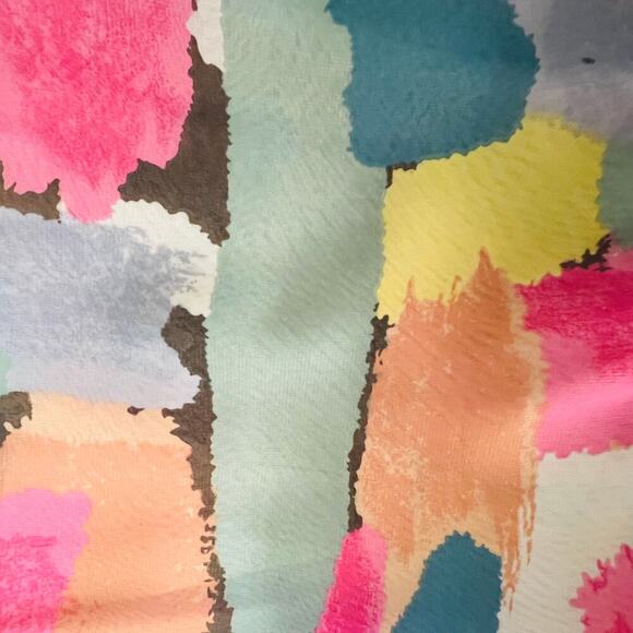 Black Rainn Dress Abstract Watercolor Pleated Boho Artsy Resort Summer Medium - Picture 4 of 10